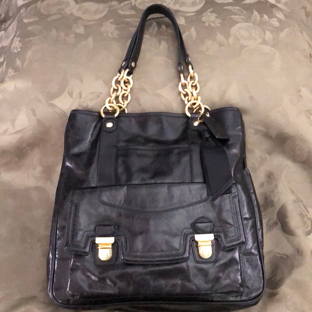 Coach glazed leather tote.